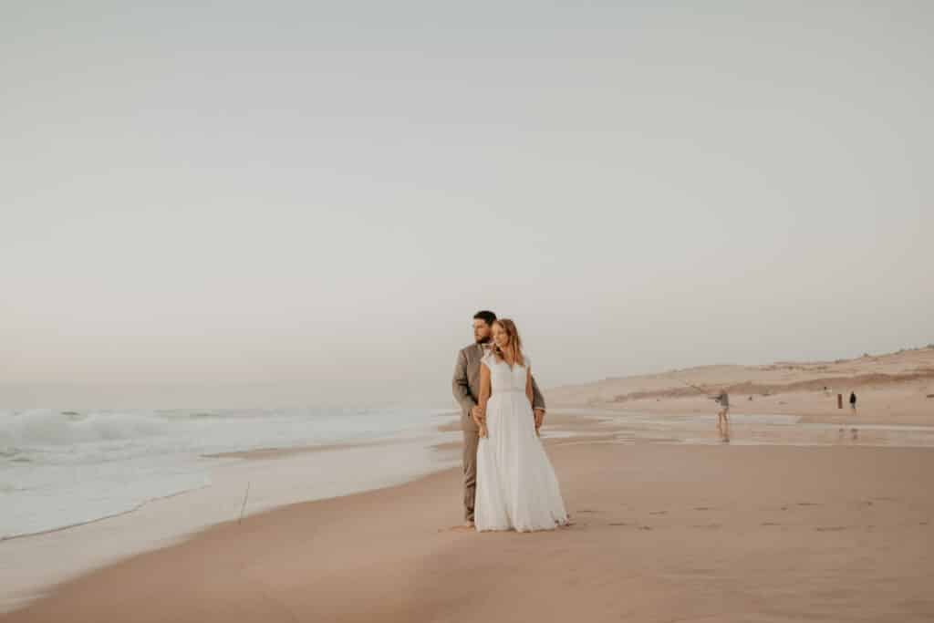 photo de mariage sur la plage Biscarrosse
